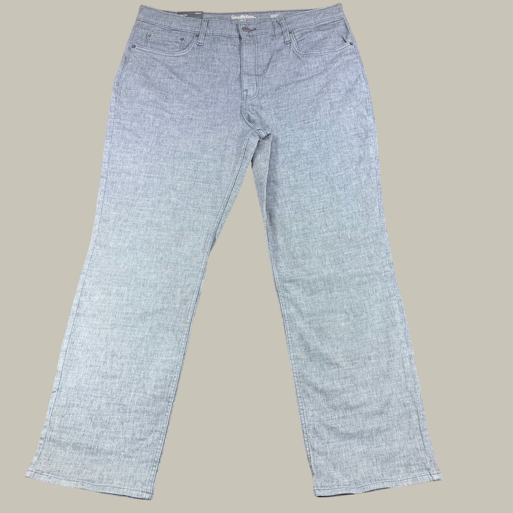Goodfellow Mens 38x32 Blue Grey Cotton Spandex Straight Leg Total Flex Pants NWT